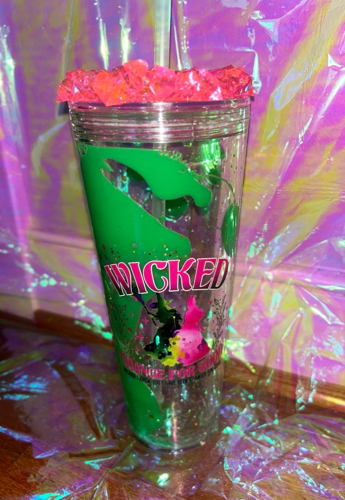 24oz Green Lava w/ Pink Ice Lid